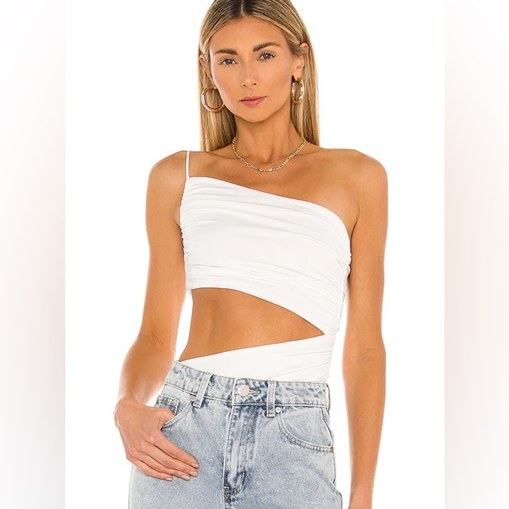 REVOLE superdown Veronica Cut Out Bodysuit in White NWT